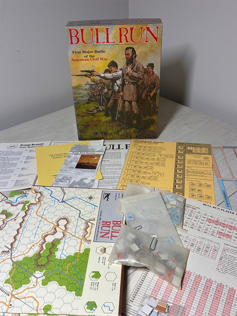 Avalon Hill Bull Run First Major Battle American Civil War Board Game Complete